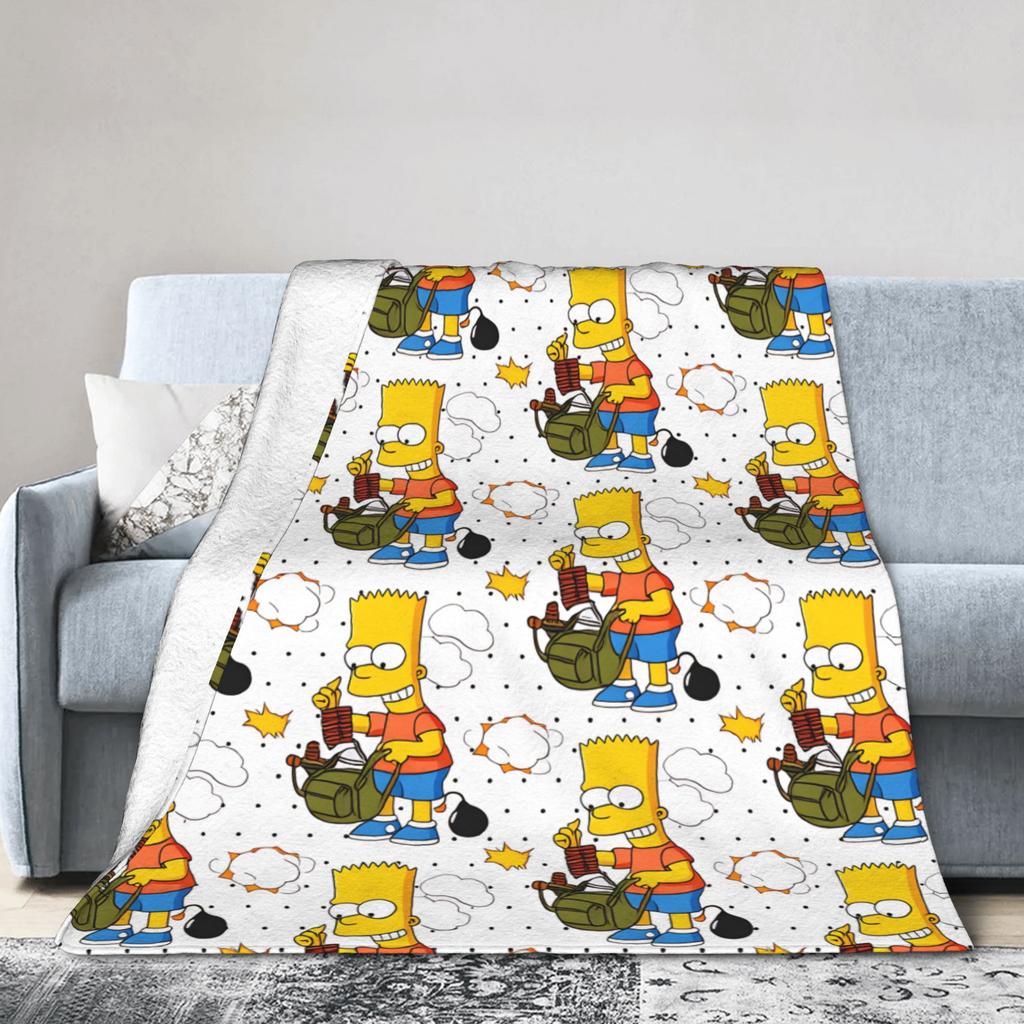 S-Simpsons Cartoon Background Throw Blanket Comfortable Novelty Blankets For Sofa Home Travel Office Flannel Bedspread Bed Cover