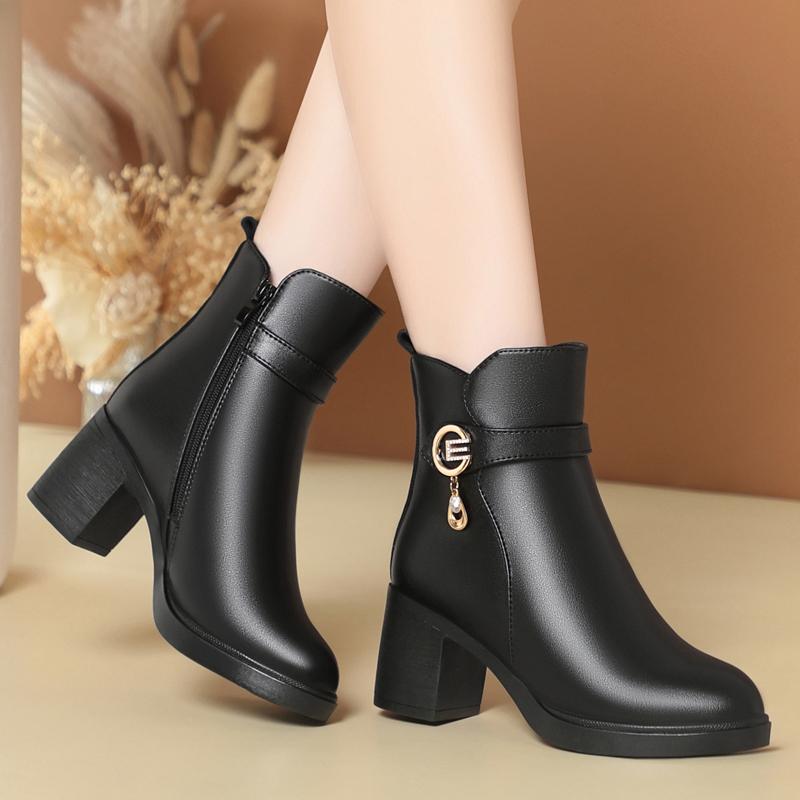 Fashion AIYUQI Women's High Heel Boots 2025 Winter Wool Warm Women's Dress Boots Non-slip Stylish Women's Ankle Boots