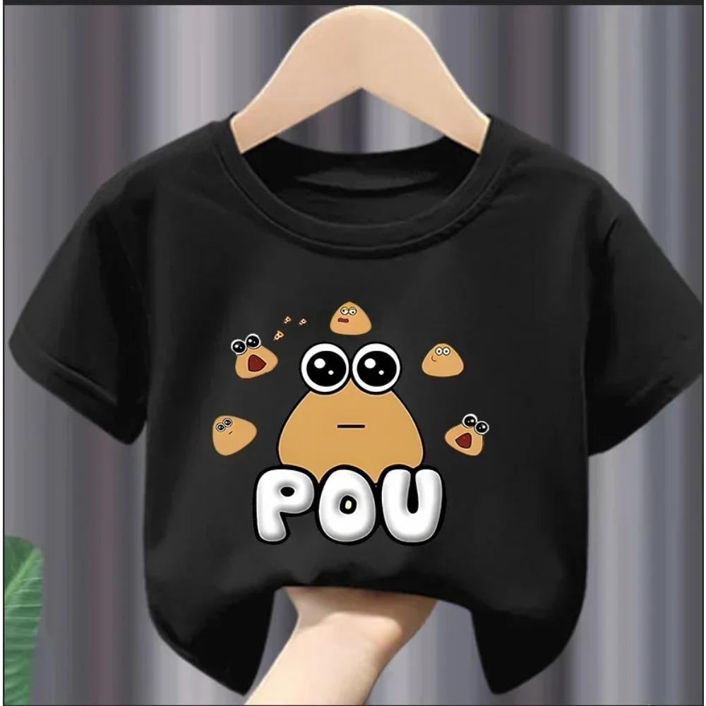Christmas Cute My Pet Alien Pou Print Kids T-shirts Cartoon Summer Short Sleeve Baby Tees Tops Boys Girl Clothes Tshirts Y2k