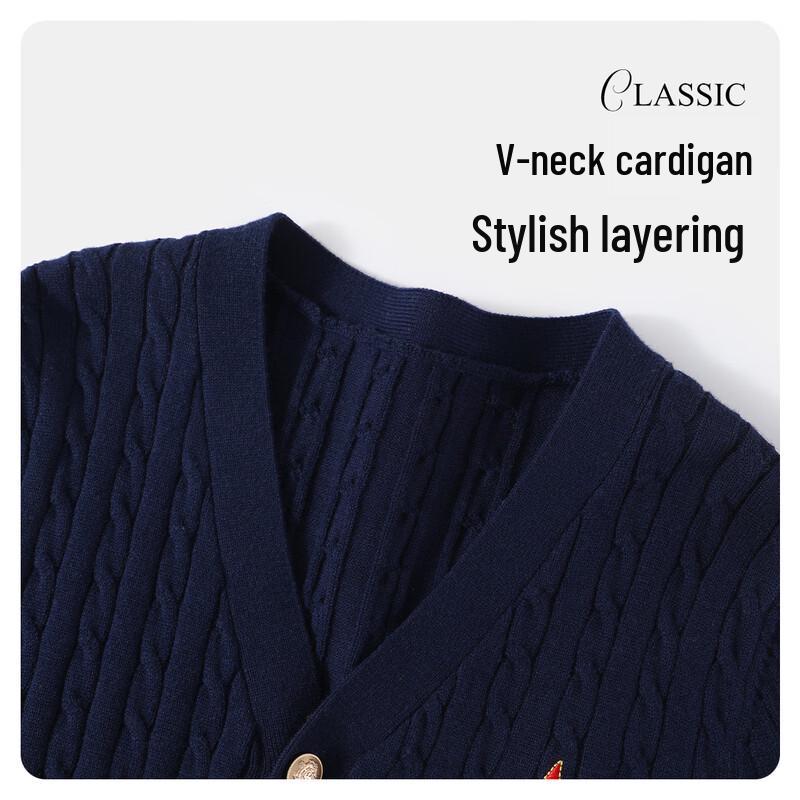 Navigare Boys' Cable Knit V-Neck Cardigan Sweater