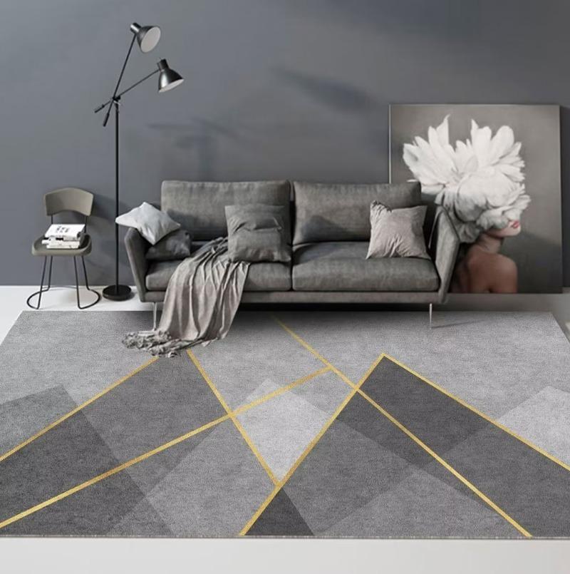 Modern Non-slip Machine Washable Large Living Room Carpet Flannel Grey Colour Home Rugs for Bedroom Luxury Entrance Door Mat