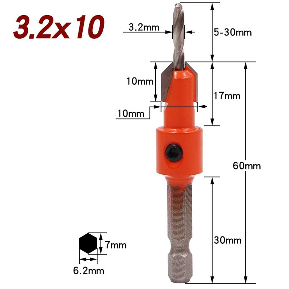8 Sizes Countersink Drill Bit Set Carpentry Tools Countersunk Counter Sink Bit For Woodworking Hex Shank Wood Counterbore Drill