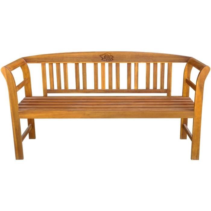 Banc de jardin en acacia sculpté - Naturel - 157 x 45 x 82.5 cm