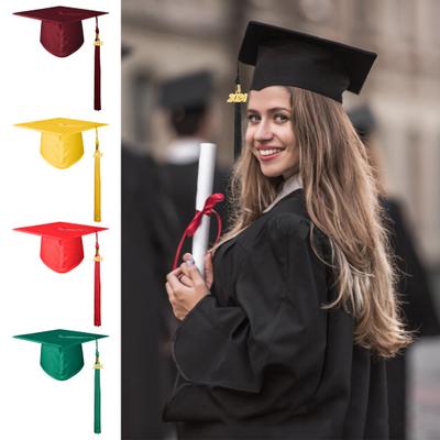 Abschlusshut für Erwachsene mit Quaste, einfarbig, lichtecht, für High School, Bachelor, Abschlusshut, Cosplay-Requisite