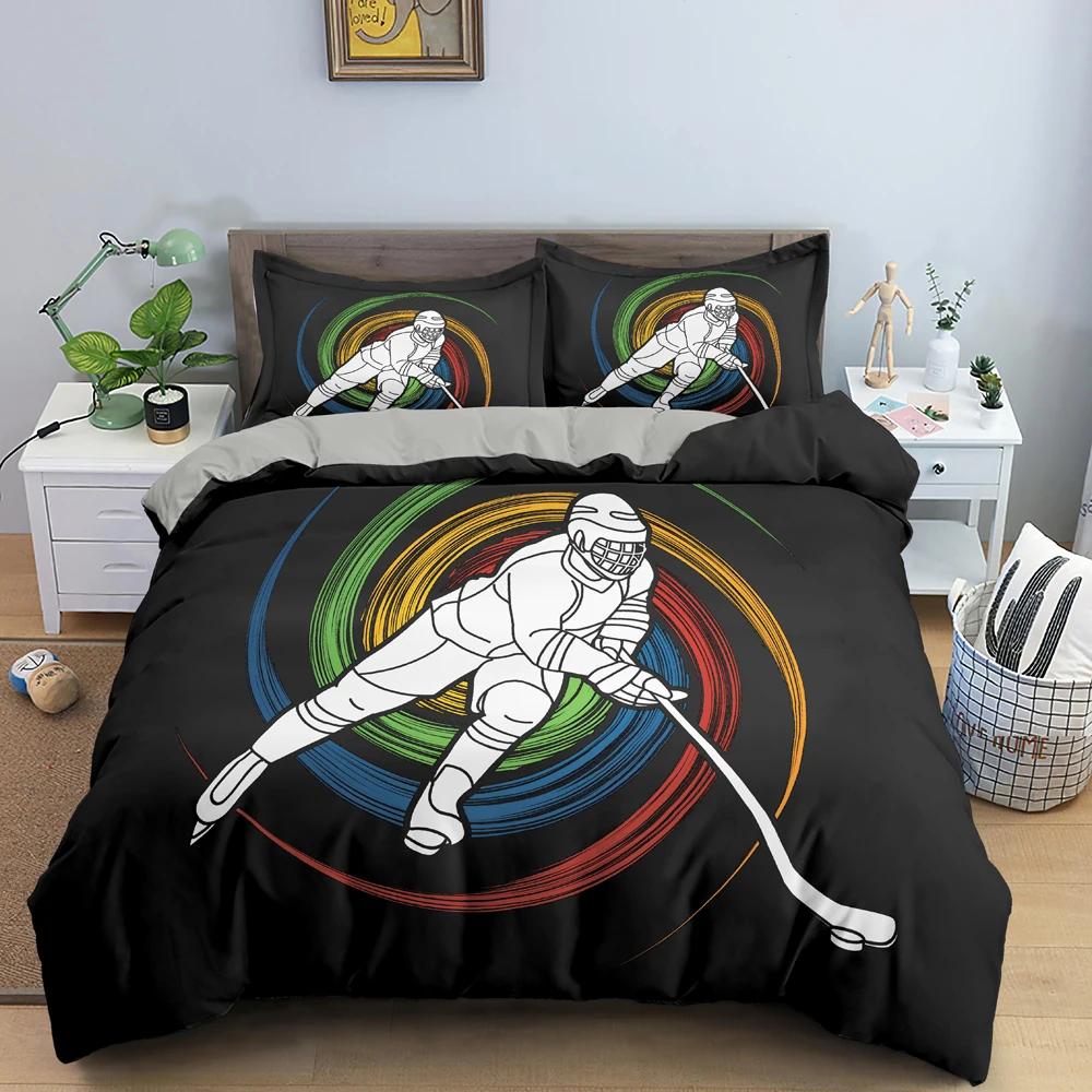 Sport Player King Queen Duvet Cover Skiing Action Bedding Set Teens Adults Extreme Sport Soft Black 2/3pcs Polyester Quilt Cover
