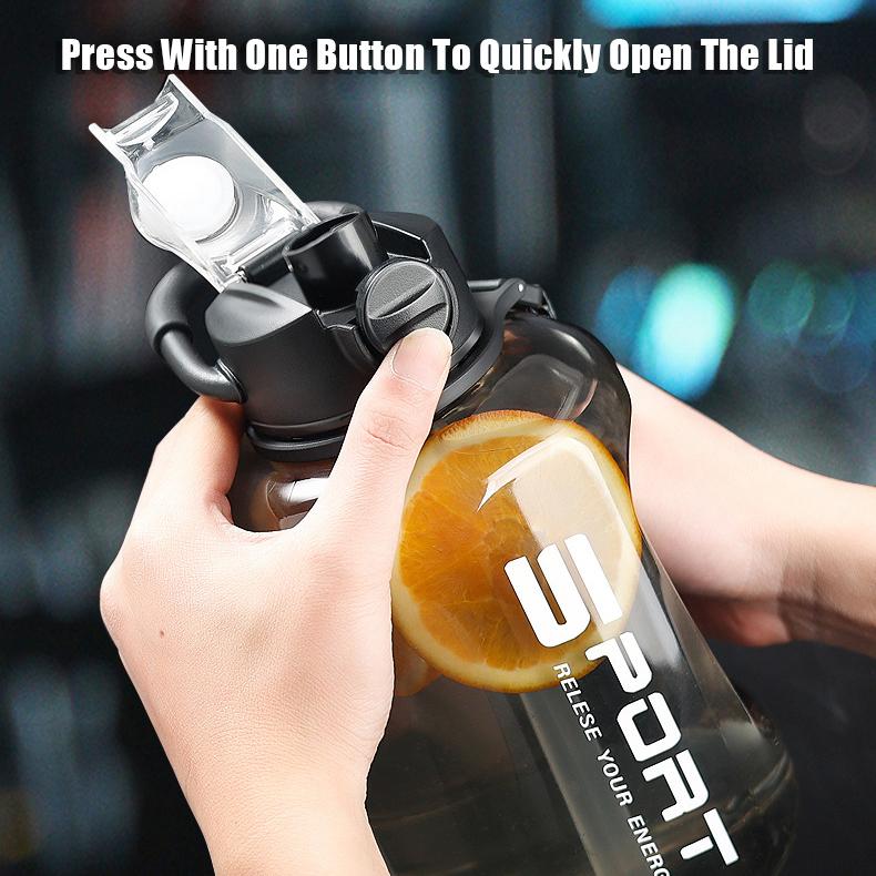 OLIKEI Wasserflasche für Fitnessstudio und Fitness, mit Griff und Strohhalm, großes Fassungsvermögen, Outdoor-Sport-Wasserflasche, BPA-frei, auslaufsicher, tragbar, Wasserkocher mit Sprungdeckel, 1,7 l/2,5 l