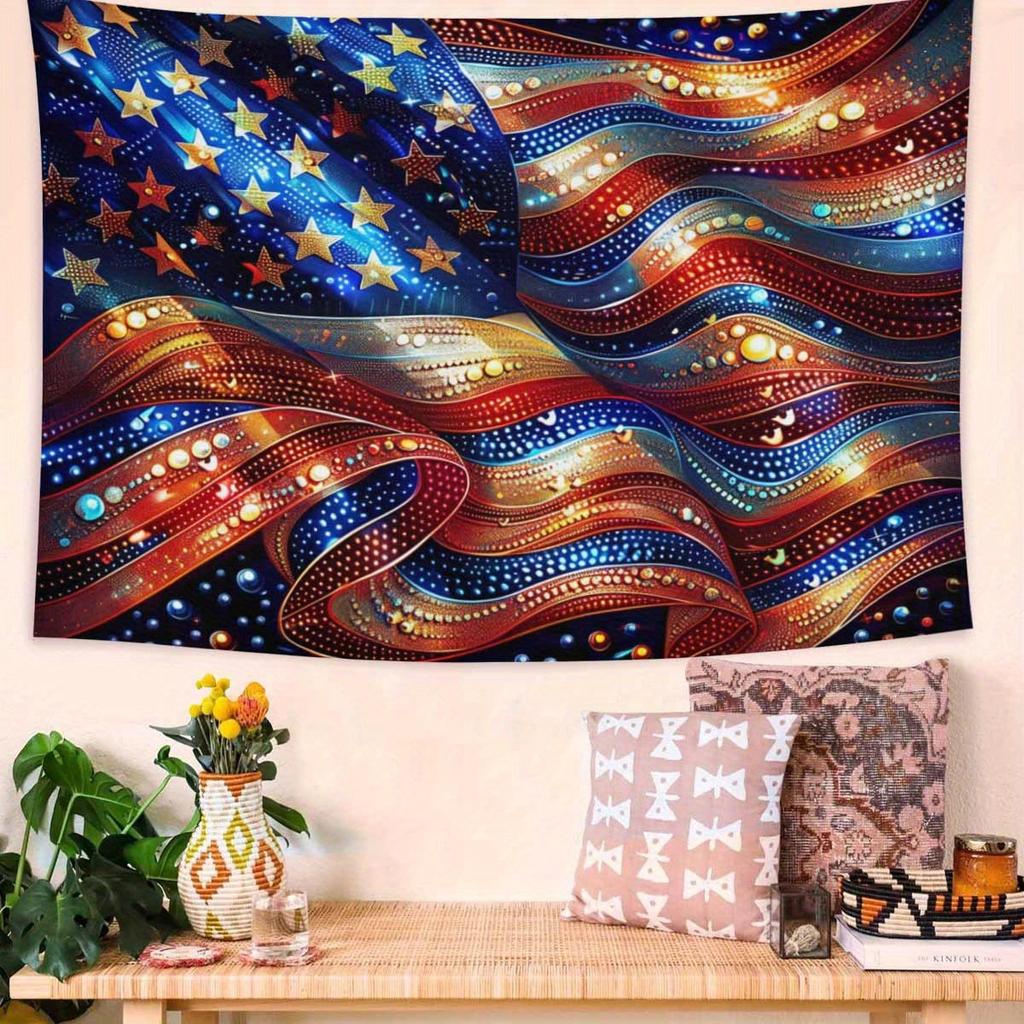 Patriotic Stars and Stripes Tapestry Vibrant American Flag Wall Art for Bedroom Large Decorative Hanging Add National Pride