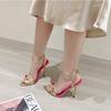 Fashion New Gold Silver Ankle Strap Sandals Women Wedding Banquet Shoes Sexy Metal Pointed Toe Stripper High Heels Sandals Zapatos Mujer