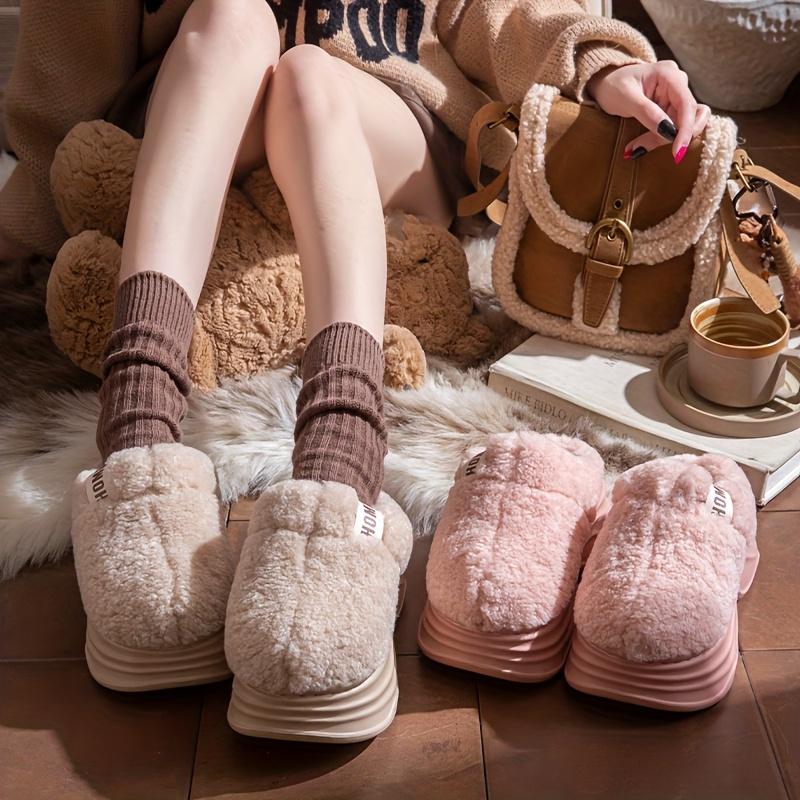 [Plush Winter Slippers]Women's & Men-like-like (Unisex-like) Plush Winter Slippers - Thick-Soled, Non-Slip Warm,Indoor House, Cozy & Soft Fabric