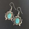 A Simple Geometric Turquoise Earring with Retro Hollowed Out Flower Earrings and Earrings Suitable for Daily Wear