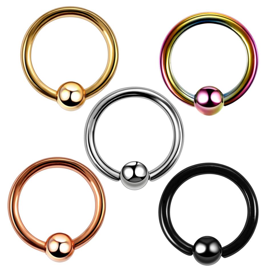 1PC Titanium CBR Piercings Captive Bead Rings BCR Ball Closure Nipple Nose Hoop Septum Rings Lip Eyebrow Tragus Earrings Jewelry