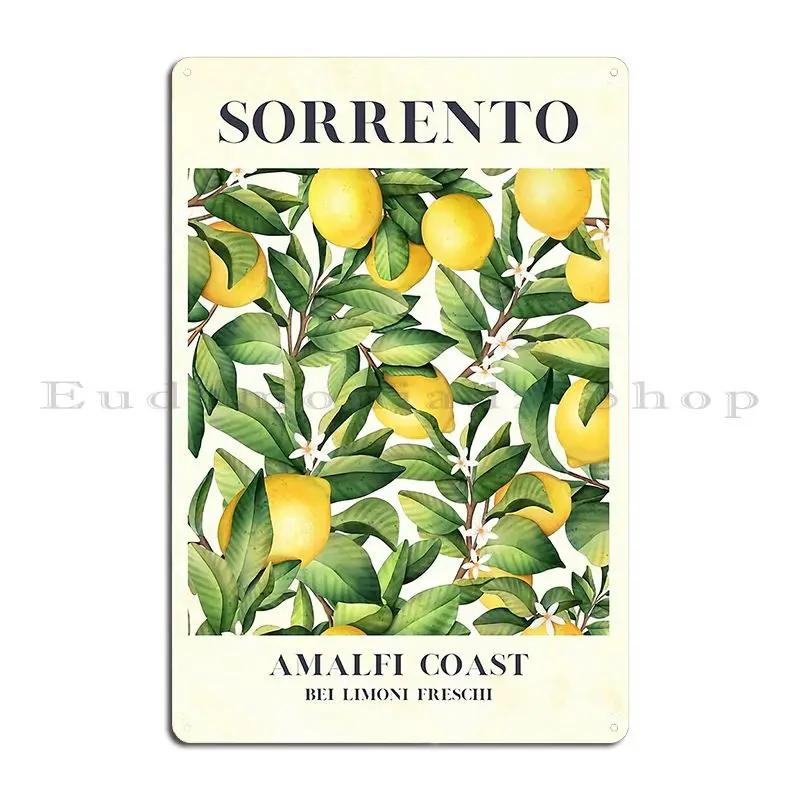 Sorrento Lemon Amalfi Metal Sign Funny Designs Kitchen Garage Living Room Tin Sign Poster 20X30CM