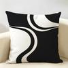 Luxury Sophisticated Black White Art Cushion Cover Natural Linen Organic Fabric Printing Breathable Perfect For Home Decor