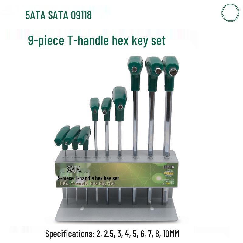 SATA 9-Piece Metric Ball Head Hex Key Set, Alloy Steel T-Type