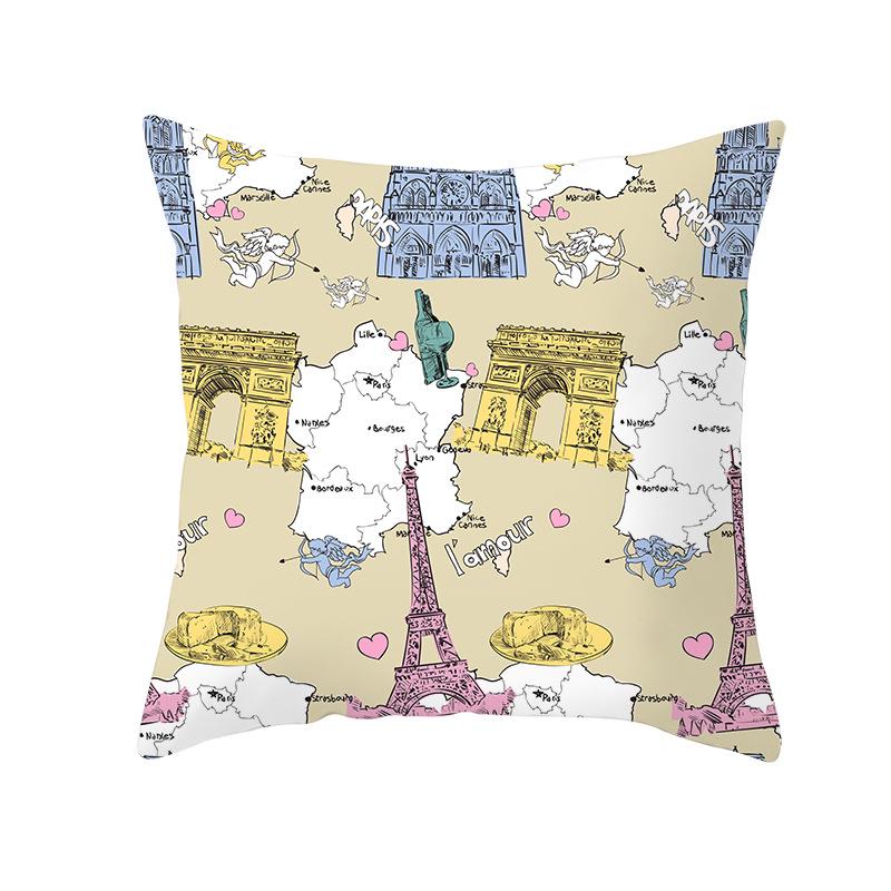 Notre Dame Cathedral French Landscape Pillow Cover European Print Cushion Waist Pillow Cover
