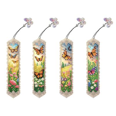 4Pcs DIY Irregular Shaped Diamonds Diamond Bookmark Art Projects Diamond Art Bookmark Gift for Book Lovers Mosaic Art Supplies