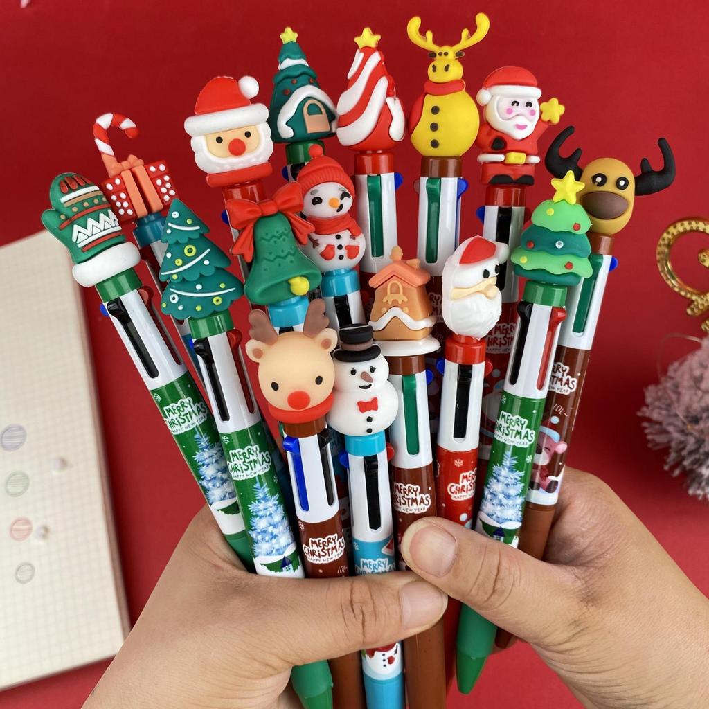 1Pc Christmas Rollerball Pen, 4 Colors 0.5mm Retractable Christmas Multicolor Pens for Students Graffiti Drawing Accessories, Reindeer Christmas Tree