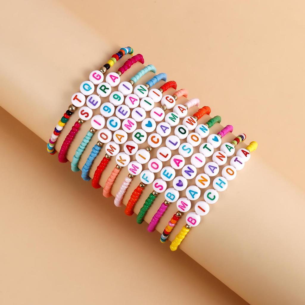 Polymer Clay Bracelet for Taylor Swift Fans: Colorful European & American Style with English Name Personalization