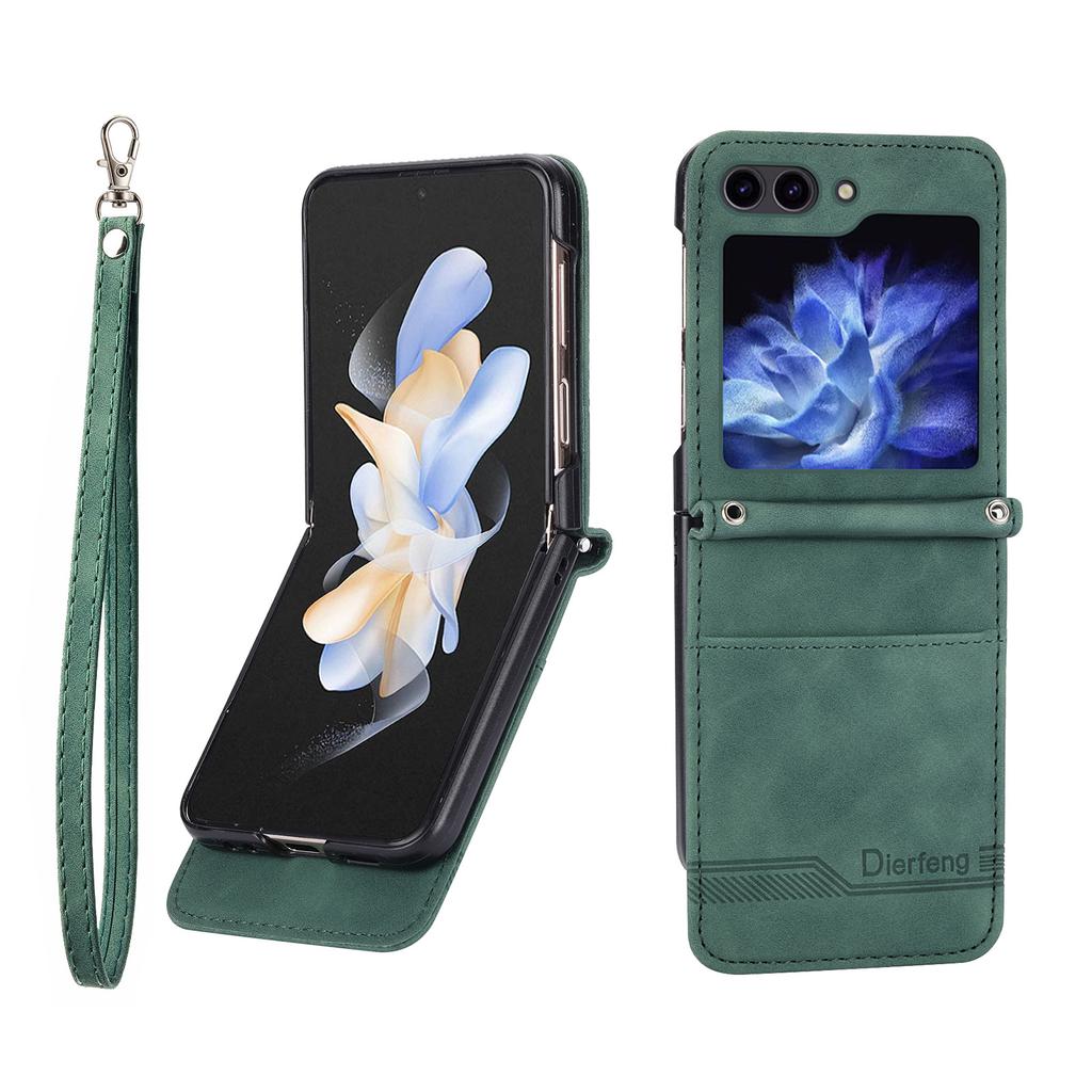 Hinge Protection Phone Case for Samsung Galaxy Z Flip 7 6 5 4 3 5G Flip7 FE Hand Strap Wallet Cards Holder Leather Cover
