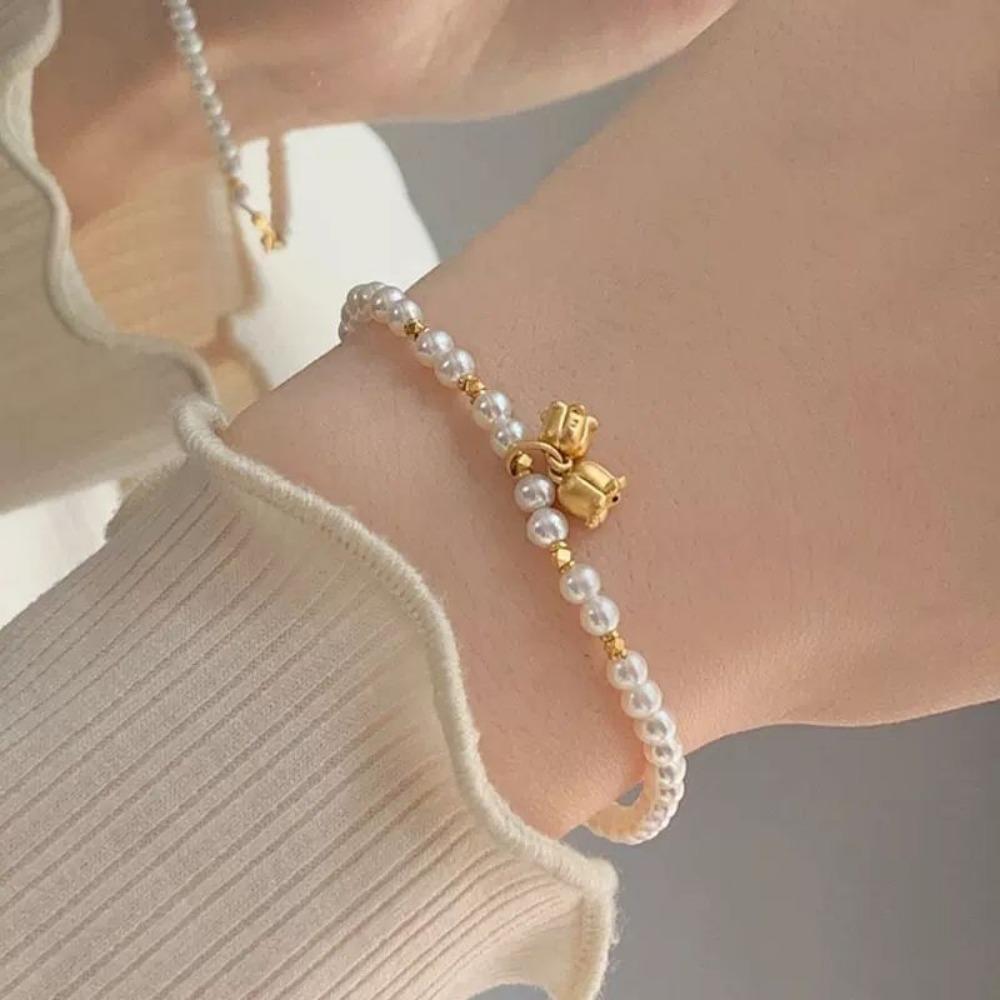 Baroque Natural Freshwater Pearl Beaded Bracelet Women's High-end Sense Light Luxury Niche Design Sense Versatile Jewelry