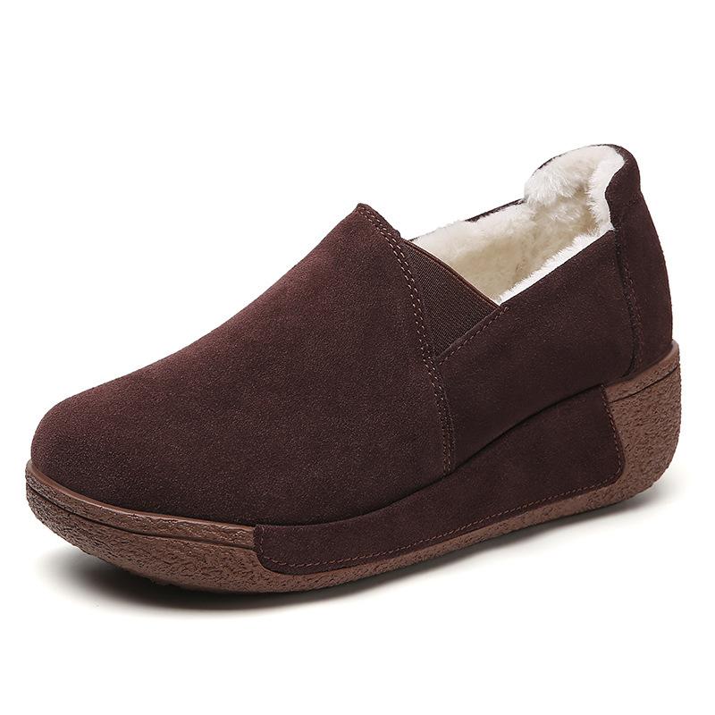 Faux suede fur sneakers woman shoes woman wedges loafers Korean fashion fur sneakers non-slip faux leather moccasins