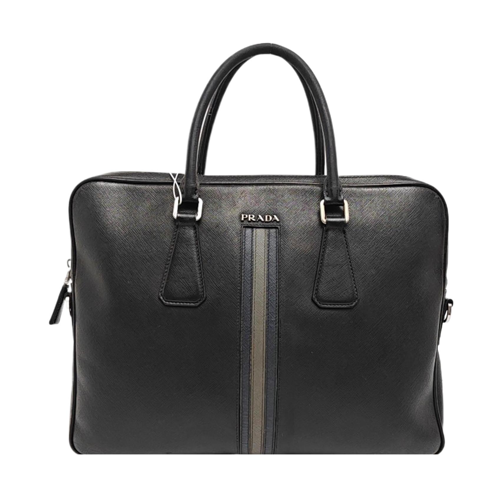 [Pre-Owned] Saffiano Logo Decorated Two-Tone Inlaid