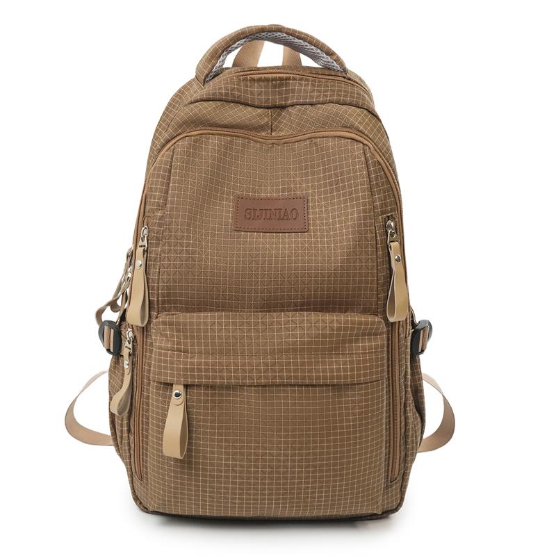 Vintage Plaid Backpack Large Capacity Lightweight School Bag for Junior High School Students