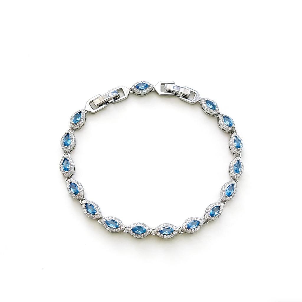 Elegant Ruby & Sapphire Marquise Bracelet - Simple Red Corundum Design