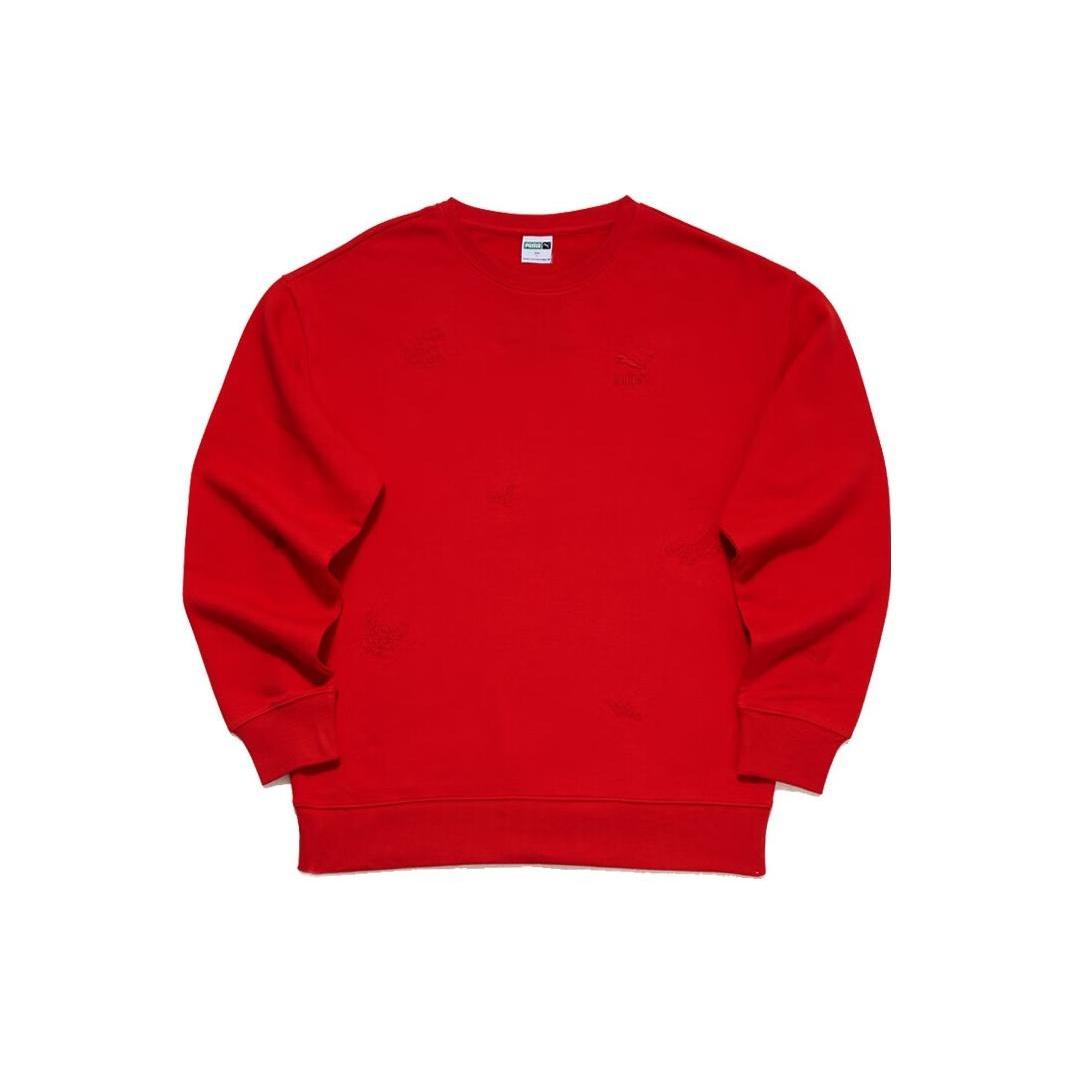 PUMA casual round neck pullover sweatshirt Red Men s 625253-11 L