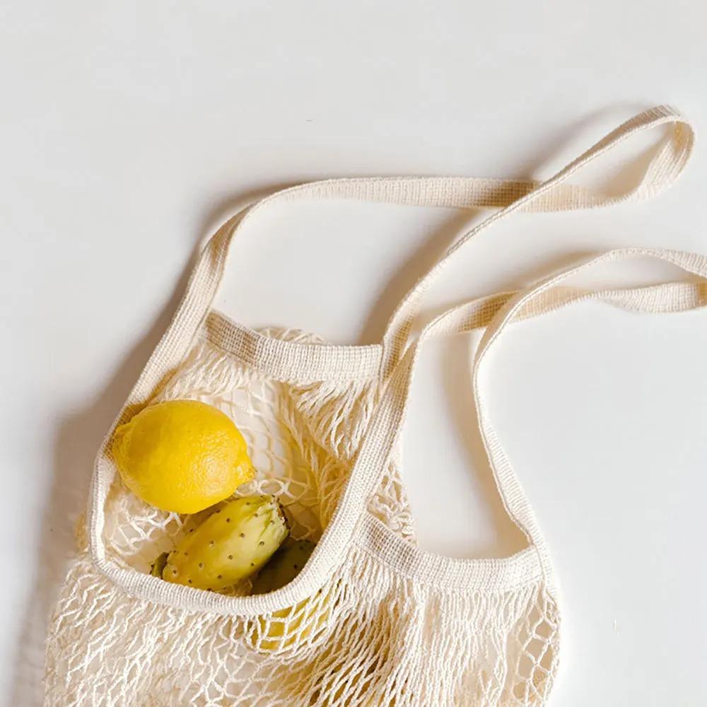 Portable Shopping Mesh Bag Foldable Cotton Mesh Bag Supermarket Vegetables and Fruits Portable Storage Mesh Bag