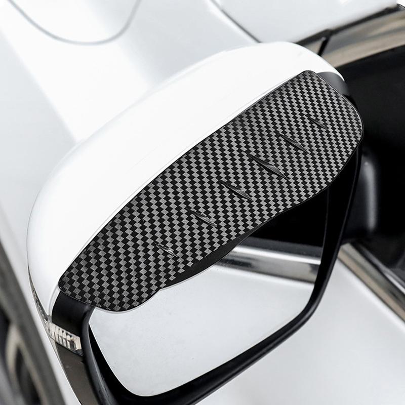 2Pcs Car Rearview Mirror Rain Cover Carbon Fiber Side Mirror Protector Waterproof Shield Rain Eyebrow Universal Auto Accessories