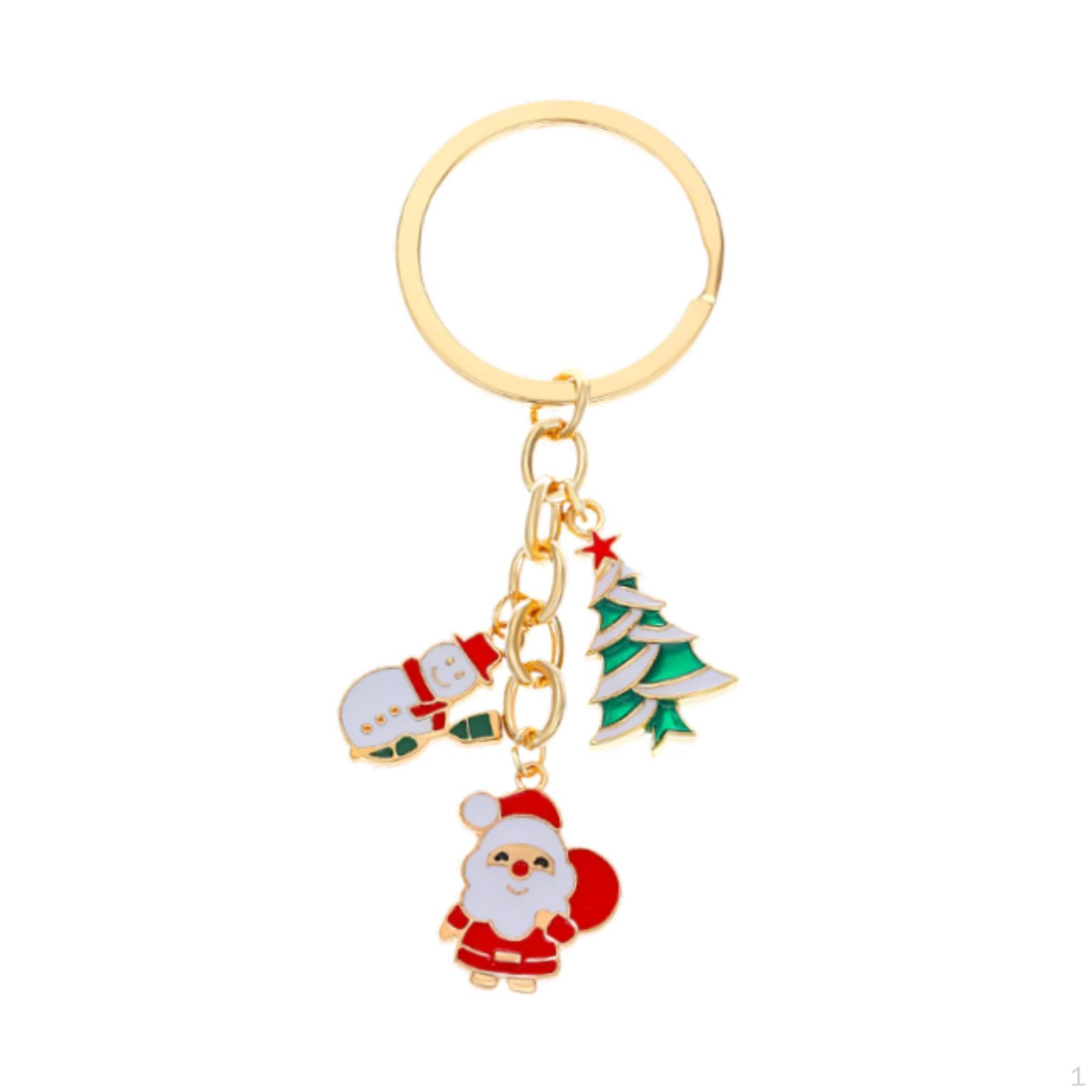 

Christmas Keychain Bag Charm Decoration Key Chain Purse Pendant Handmade Xmas Keyring Decor for with Snowman
