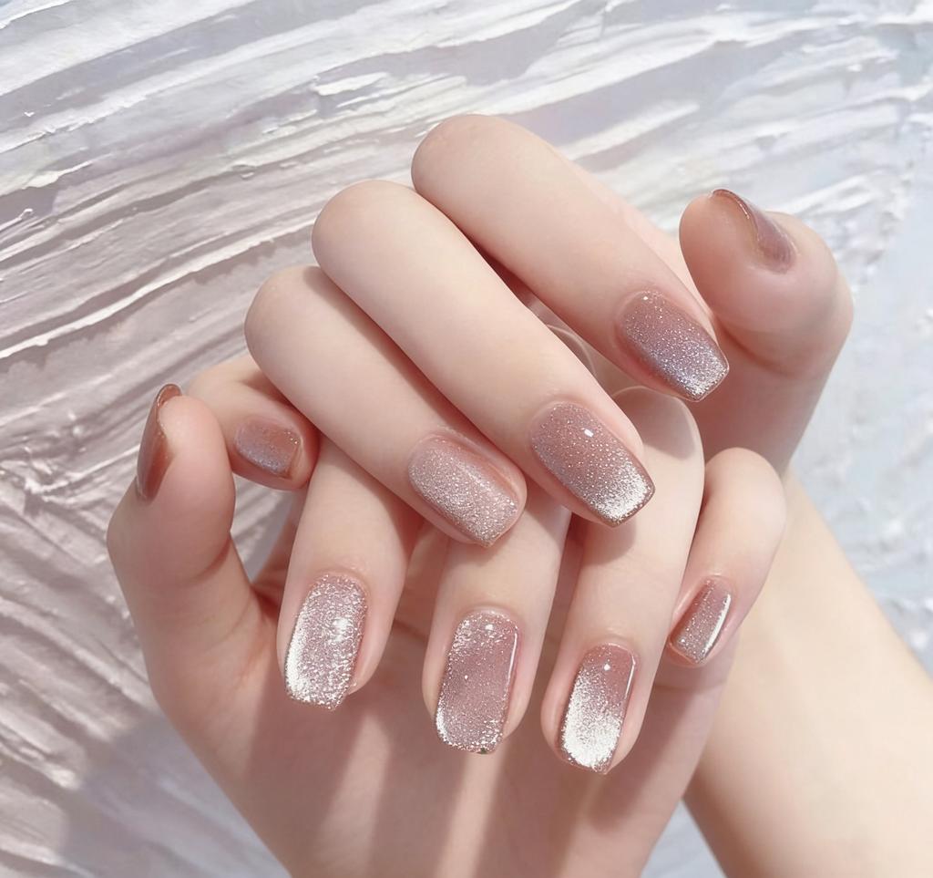 24 Nail Art Nail Pads, Simple Nude Cat Eyes, Small Fresh Fake Nail Patches, Wearing Nail