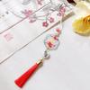 Four-Leaf Clover White Shell Fan Charm: Ancient-Style Phone Chain, Bag Pendant & Lanyard for Shoes, Clothing, and Phone Cases