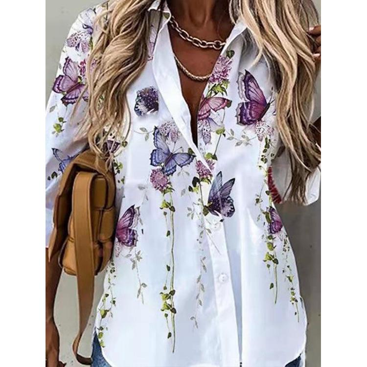 2026 Women's Spring/Summer New Fashion Print Long Sleeve Shirts Women's Shirt Top
