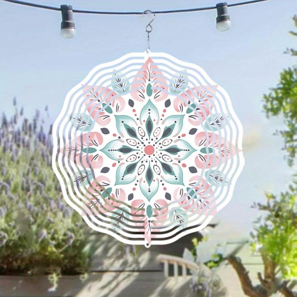 3D Mandala Metal Wind Spinner Outdoor Garden Decor for Yard Patio Balcony Indoor and Outside Use Rotating Wind Chime Art