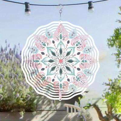 2D Mandala Metalowy Wiatrak Ogrodowy Dekoracja na Podwórko Patio Balkon Do Użytku Wewnętrznego i Zewnętrznego Obrotowy Dzwonek Wietrzny Sztuka