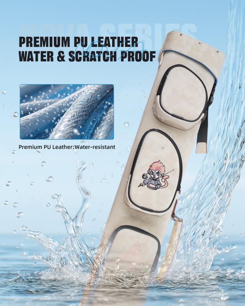 Geantă Dură KONLLEN 2x4 pentru Tac cu Locuri pentru 2 Cozi și 4 Tacuri de Biliard cu Curea de Umăr Reglabilă, Buzunare Multiple, Cozi,