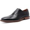 [Foxsense] Men's Leather Business Shoes, Dress Shoes, Straight Tip, High-Quality Genuine Leather, Oxford, Lightweight, Waterproof, Formal, Black,