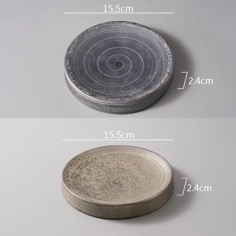 Vintage Circular Ceramic Dinner Plate Sushi Plate Dessert Plate Snack Plates Restaurant Specialty Molecular Cuisine Tableware