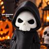 Horror Theme Party Supplies 3D Printed Grim Reaper Figurine, Gothic Black Robe Skeleton Statue, Figurine Mini Model Toy for Halloween Desktop