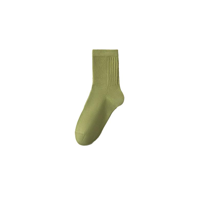 Female Autumn and Winter Pure Cotton Pure Color Simple Leisure with 10A Anti Bacterial Anti Odor Socks