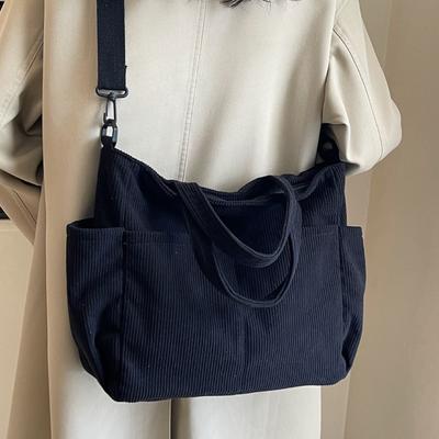 Yeni kadife bez çanta büyük kapasiteli bez çanta kadın öğrenciler sınıf omuz el çantası basit büyük bez çanta