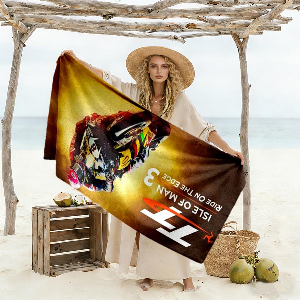 Isle Man Tt Beach Towel High Absorbency & Quick-Dry Comfortable Lightweight Perfect for Traveling Yoga Camping and Swimming