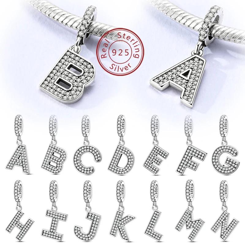 Original Copper 26 Letters A-Z Alphabet Name Beads Fit Bracelet New Charms Pendants Diy Women Jewelry Making
