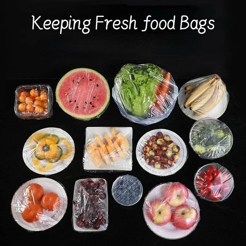 50/100/200/300/500Pcs Food Fresh Keeping Film Food Cover Fruit Vegetable Storage Bag Stretch Wrap Bowl Dish Cover Storage Bag Quality