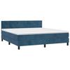 3141321 vidaXL Lit à sommier tapissier et matelas Bleu foncé 180x200cm Velours
