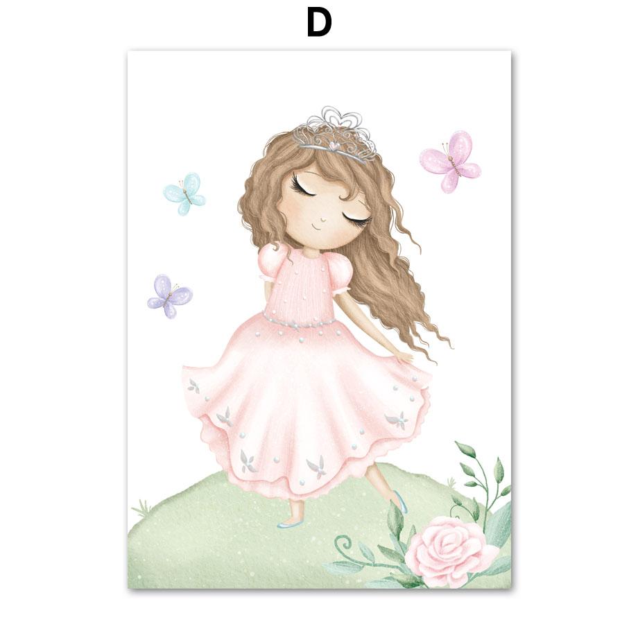 Castle Girl Princess Name Custom Butterfly Nursery Wall Art Canvas Painting Posters And Prints Picture For Baby Kids Room Decor