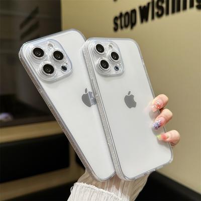 The Glitter Transparent Phone Case Is Suitable for Apple 16promax, and The Simple Iphone14Plus Case Is Shockproof