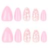 24Pcs Almond Press On Nail Flower Design French Fake Nail Acrylic False Nail,Artificial Nail Glues On Nail for Womens